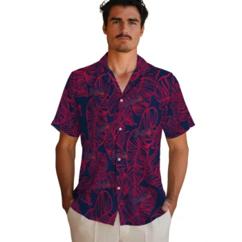 atlanta braves leaf outline navy hawaiian shirts fashion forward