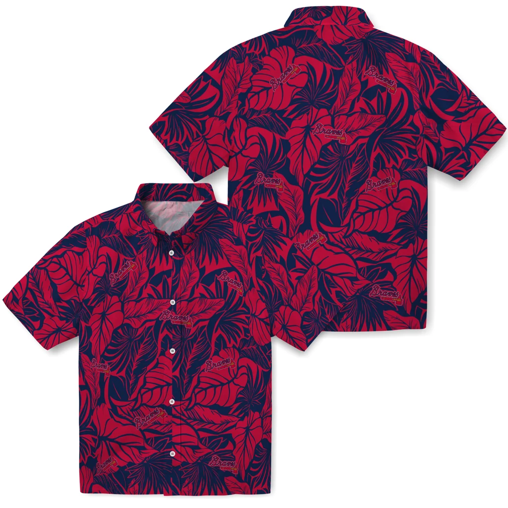 Atlanta Braves Hawaiian Shirt - Monstera Layer atlanta braves monstera layer navy hawaiian shirts high quality