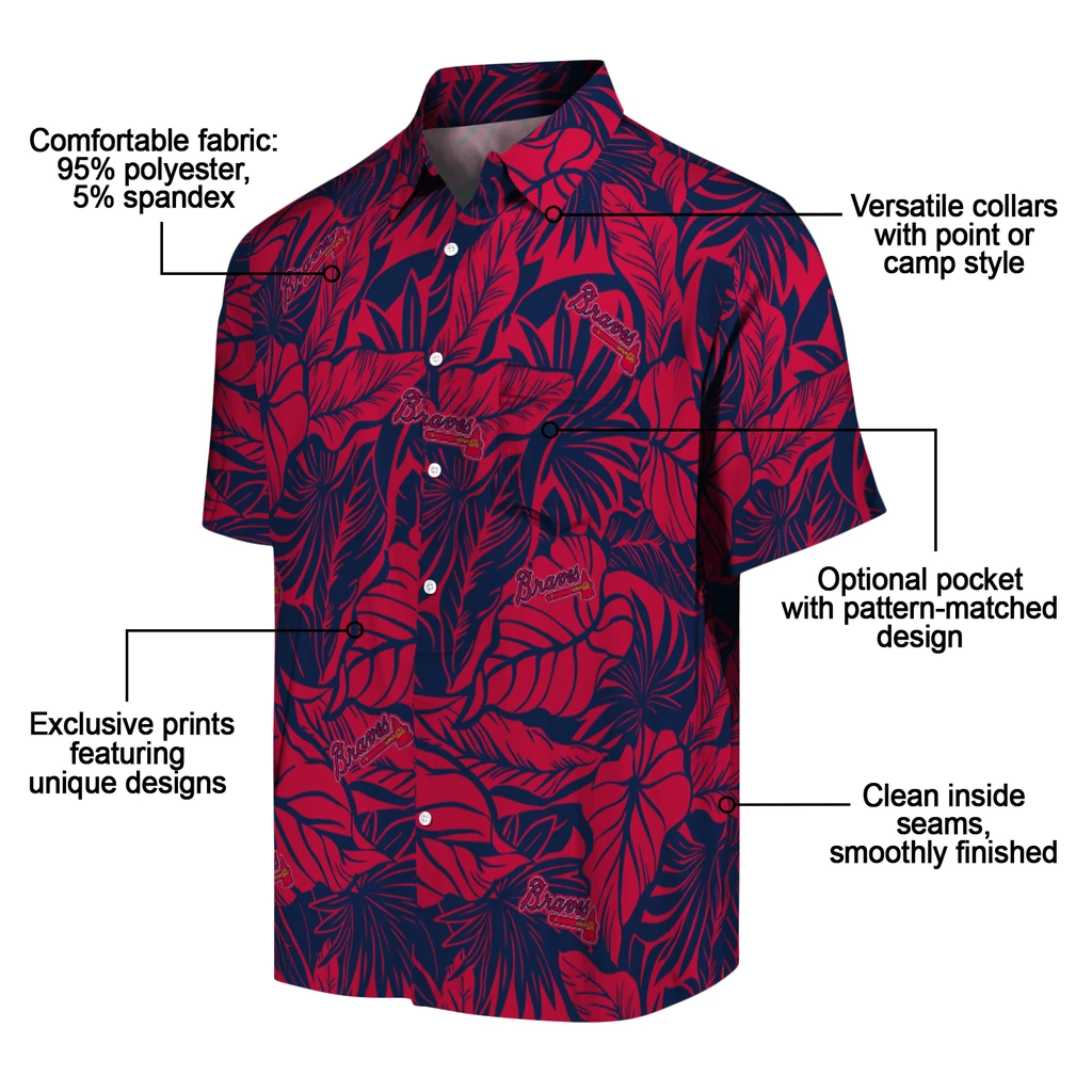 Atlanta Braves Hawaiian Shirt - Monstera Layer atlanta braves monstera layer navy hawaiian shirts new arrival