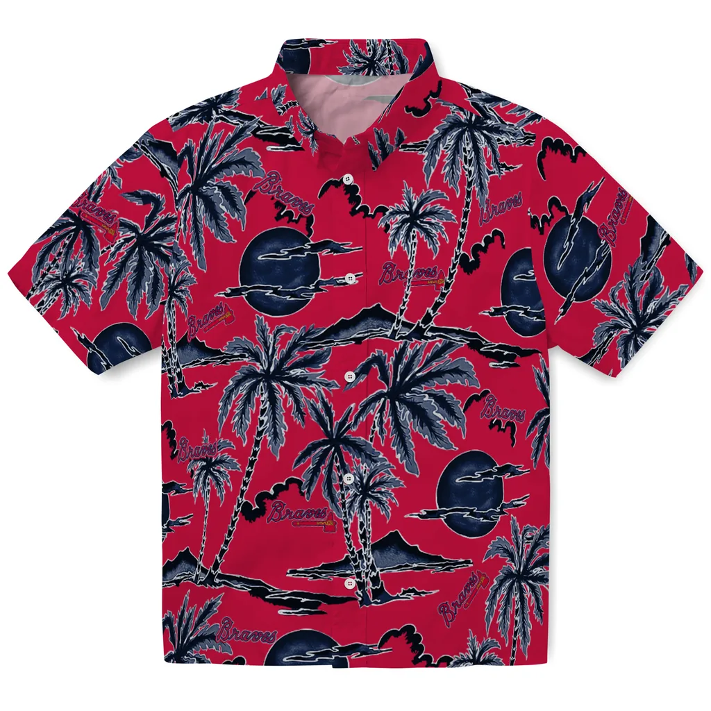 Atlanta Braves Hawaiian Shirt - Palm Sunset atlanta braves palm sunset hawaiian shirts best selling