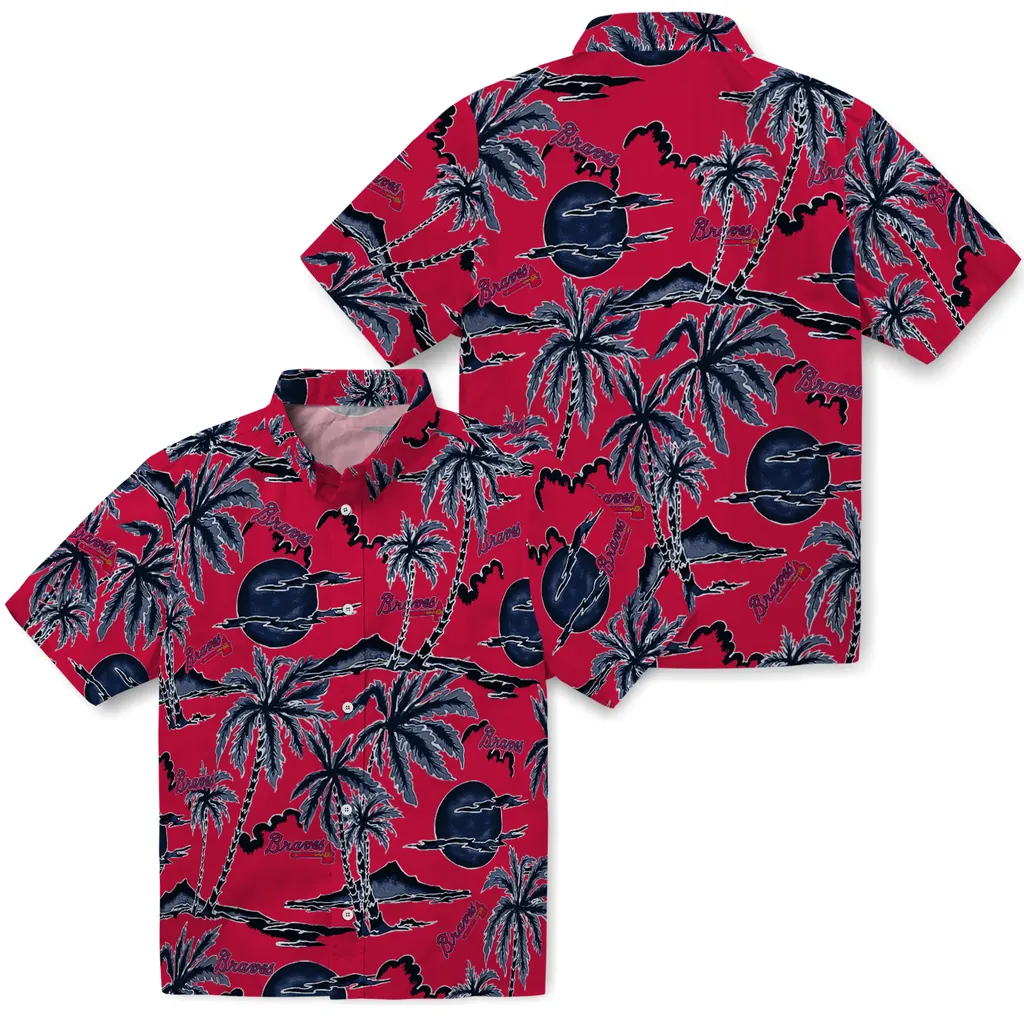 Atlanta Braves Hawaiian Shirt - Palm Sunset atlanta braves palm sunset hawaiian shirts high quality