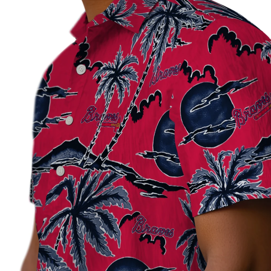 Atlanta Braves Hawaiian Shirt - Palm Sunset atlanta braves palm sunset hawaiian shirts trendy