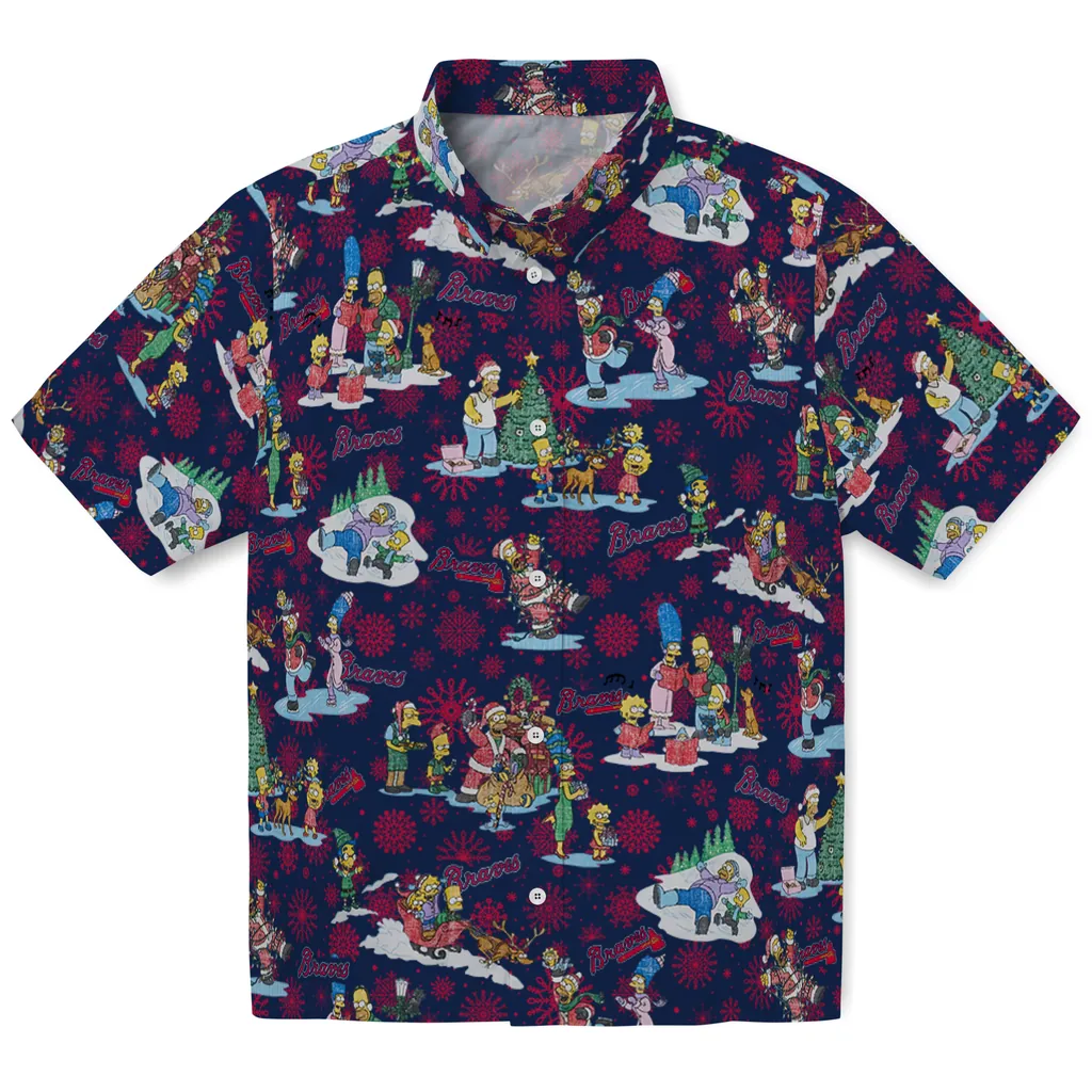Atlanta Braves Hawaiian Shirt - Simpsons Christmas atlanta braves simpsons christmas navy hawaiian shirts best selling
