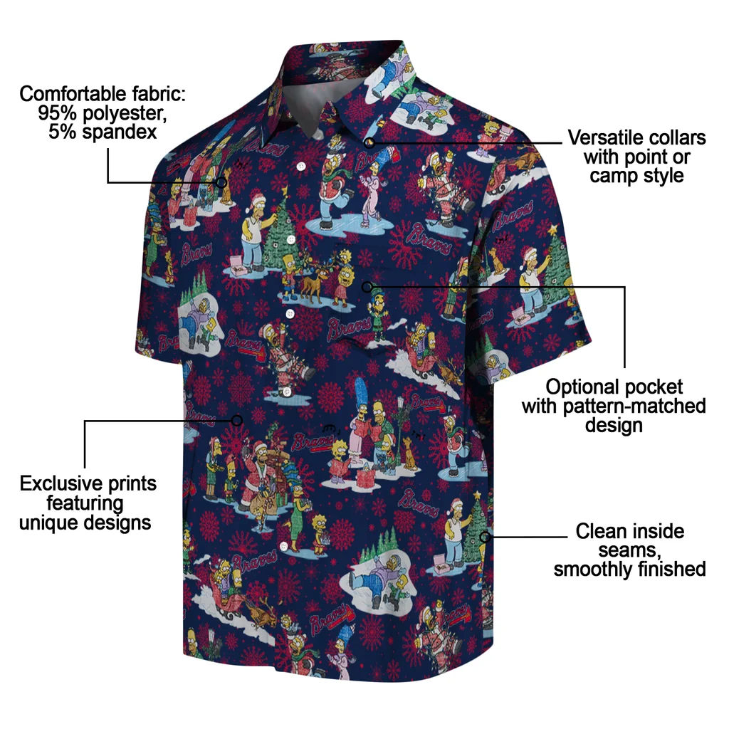 Atlanta Braves Hawaiian Shirt - Simpsons Christmas atlanta braves simpsons christmas navy hawaiian shirts new arrival