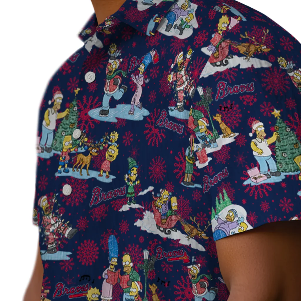 Atlanta Braves Hawaiian Shirt - Simpsons Christmas atlanta braves simpsons christmas navy hawaiian shirts trendy