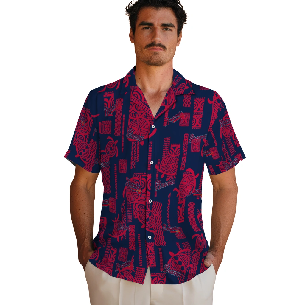 Atlanta Braves Hawaiian Shirt - Turtle Lines atlanta braves turtle lines navy hawaiian shirts fashion forward