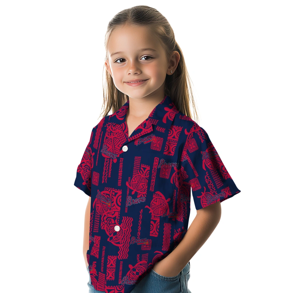 Atlanta Braves Hawaiian Shirt - Turtle Lines atlanta braves turtle lines navy hawaiian shirts premium grade