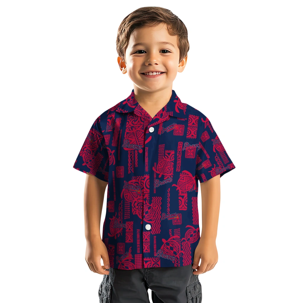 Atlanta Braves Hawaiian Shirt - Turtle Lines atlanta braves turtle lines navy hawaiian shirts top rated