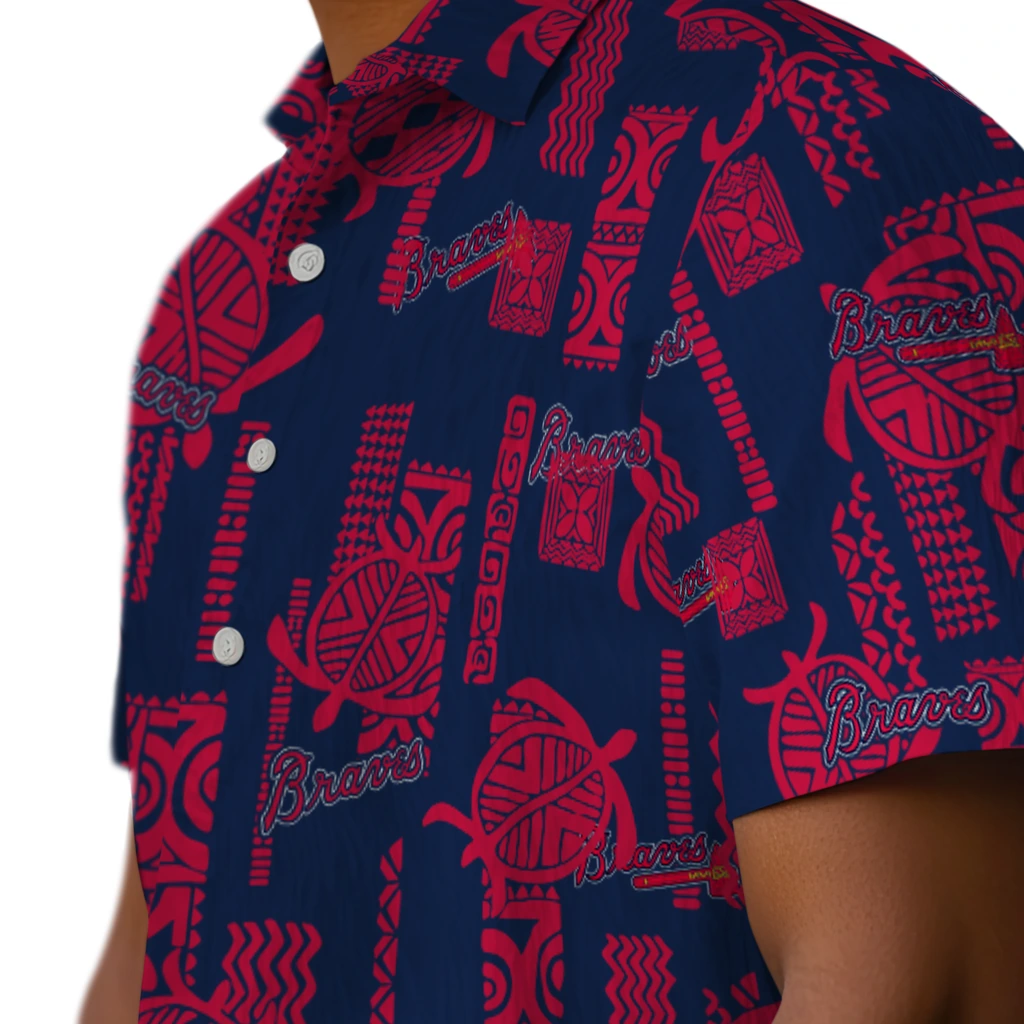 Atlanta Braves Hawaiian Shirt - Turtle Lines atlanta braves turtle lines navy hawaiian shirts trendy