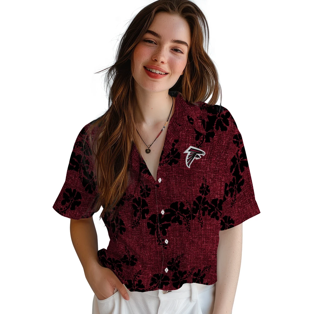 Atlanta Falcons Hawaiian Shirt - 50th State Flower atlanta falcons hibiscus petals red hawaiian shirts latest model