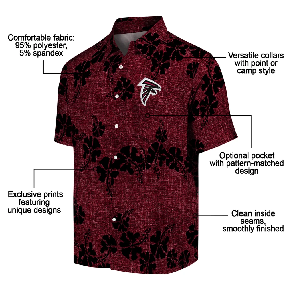 Atlanta Falcons Hawaiian Shirt - 50th State Flower atlanta falcons hibiscus petals red hawaiian shirts new arrival