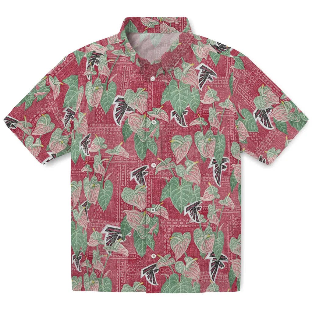 Atlanta Falcons Hawaiian Shirt - Anthurium Overlay atlanta falcons anthurium overlay red hawaiian shirts best selling