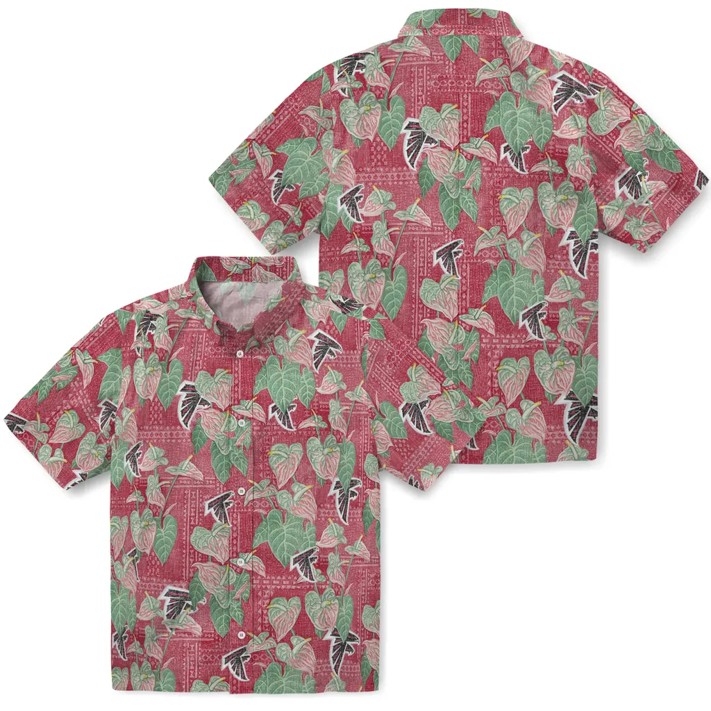 Atlanta Falcons Hawaiian Shirt - Anthurium Overlay atlanta falcons anthurium overlay red hawaiian shirts high quality