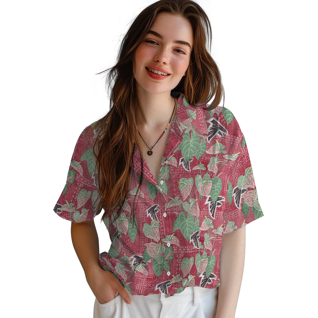 Atlanta Falcons Hawaiian Shirt - Anthurium Overlay atlanta falcons anthurium overlay red hawaiian shirts latest model