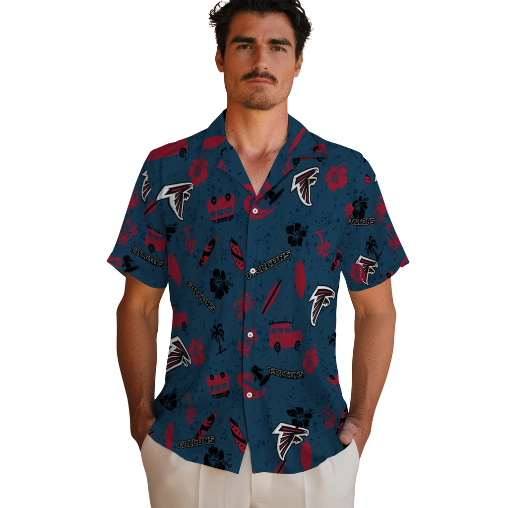 Atlanta Falcons Hawaiian Shirt - Beach Vibe atlanta falcons beach vibe navy hawaiian shirts fashion forward
