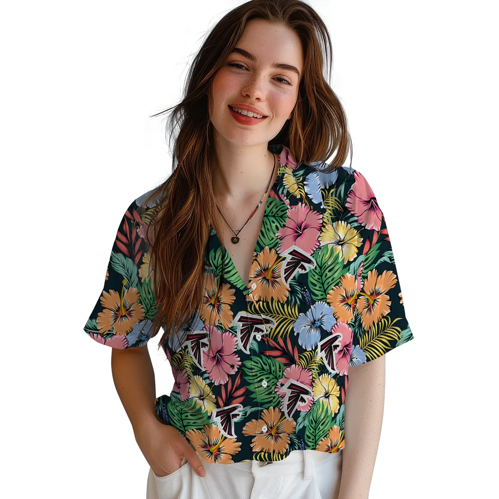 Atlanta Falcons Hawaiian Shirt - Brilliant Hibiscus Garden atlanta falcons brilliant hibiscus garden hawaiian shirts latest model