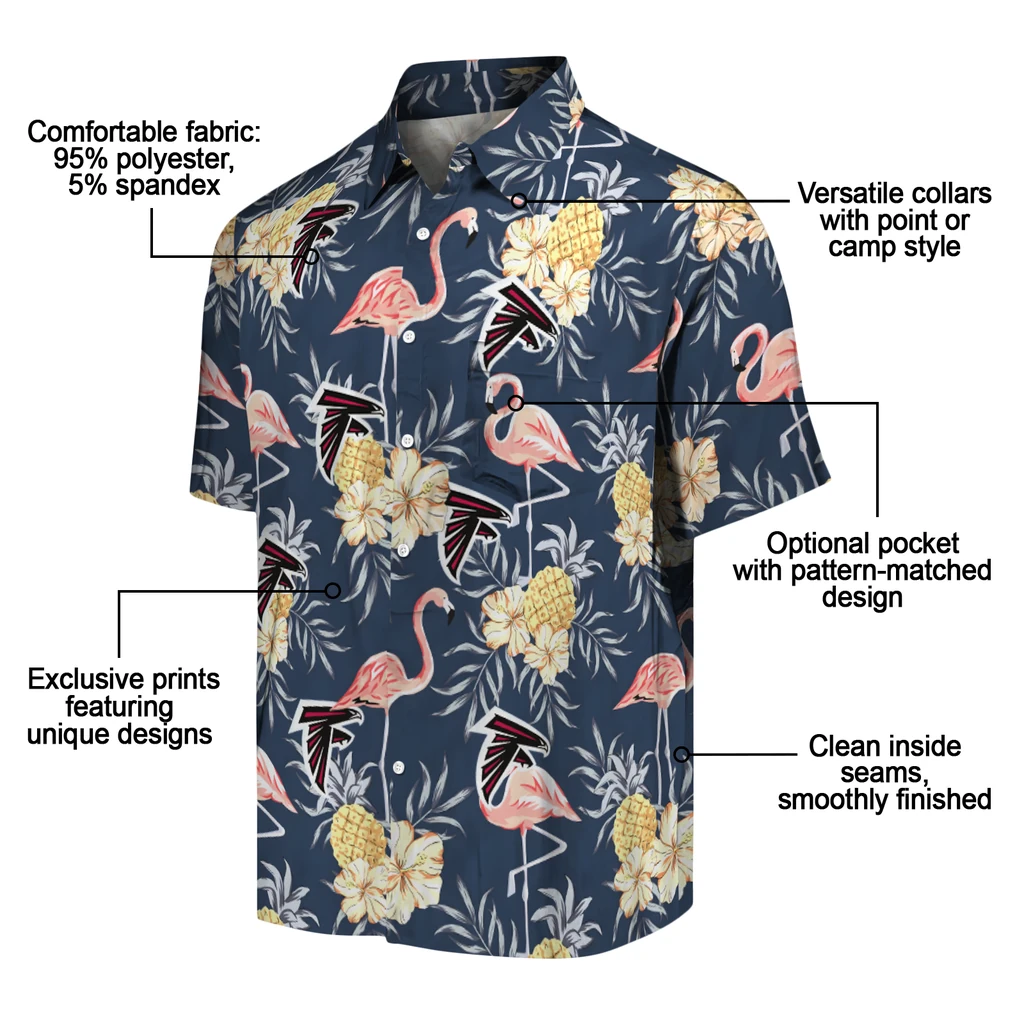Atlanta Falcons Hawaiian Shirt - Flamingo Hibiscus atlanta falcons flamingo hibiscus navy hawaiian shirts new arrival