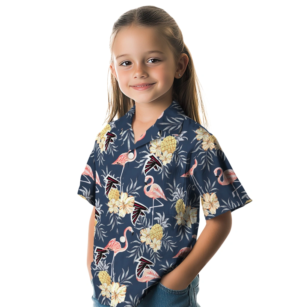 Atlanta Falcons Hawaiian Shirt - Flamingo Hibiscus atlanta falcons flamingo hibiscus navy hawaiian shirts premium grade