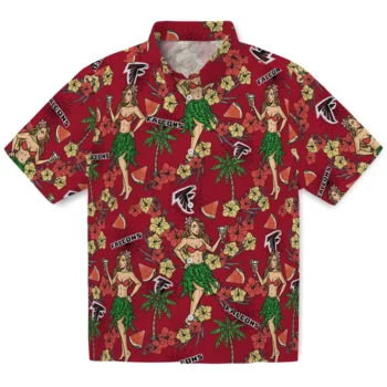 atlanta falcons hawaiian girls design red hawaiian shirts best selling