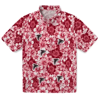 atlanta falcons hibiscus blooms red hawaiian shirts best selling