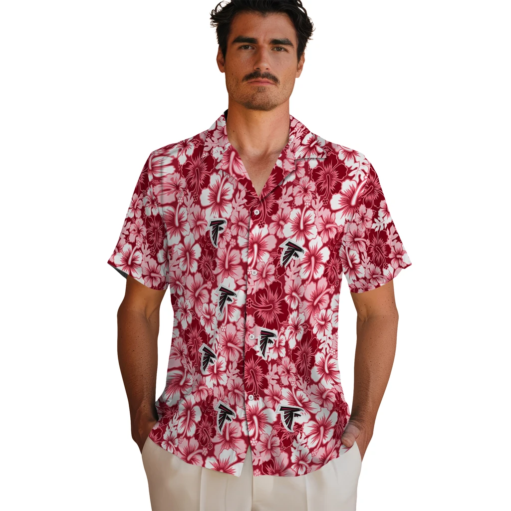 Atlanta Falcons Hawaiian Shirt - Hibiscus Blooms atlanta falcons hibiscus blooms red hawaiian shirts fashion forward