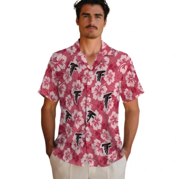 atlanta falcons hibiscus cluster red hawaiian shirts fashion forward