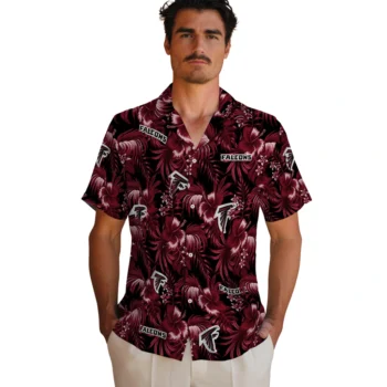 atlanta falcons hibiscus exotic red hawaiian shirts fashion forward