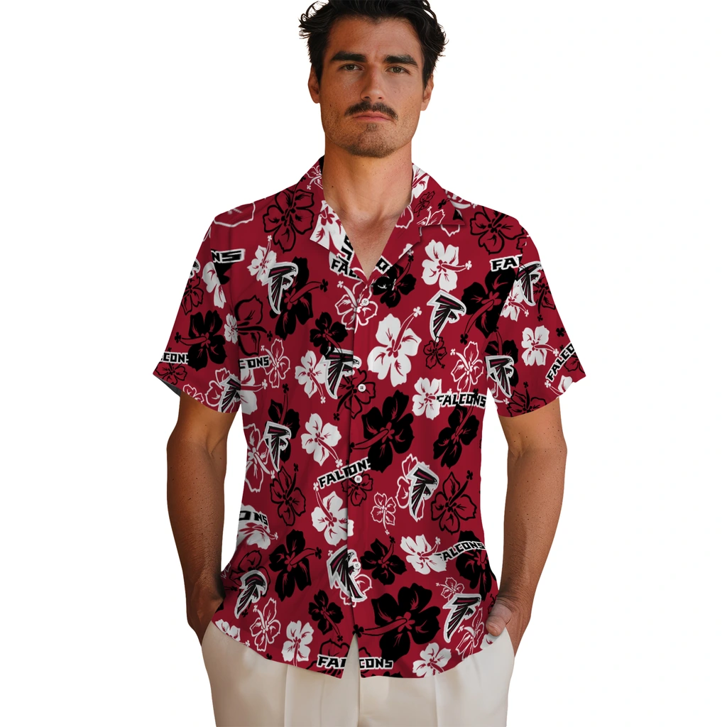 Atlanta Falcons Hawaiian Shirt - Hibiscus Flower Design atlanta falcons hibiscus bloom red hawaiian shirts fashion forward