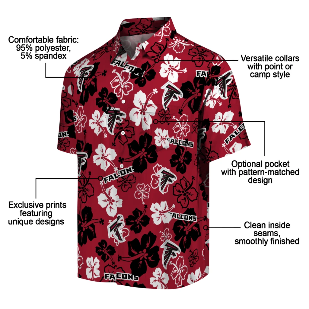 Atlanta Falcons Hawaiian Shirt - Hibiscus Flower Design atlanta falcons hibiscus bloom red hawaiian shirts new arrival