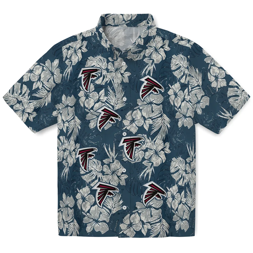 Atlanta Falcons Hawaiian Shirt - Hibiscus Flowers atlanta falcons hibiscus flowers navy blue hawaiian shirts best selling