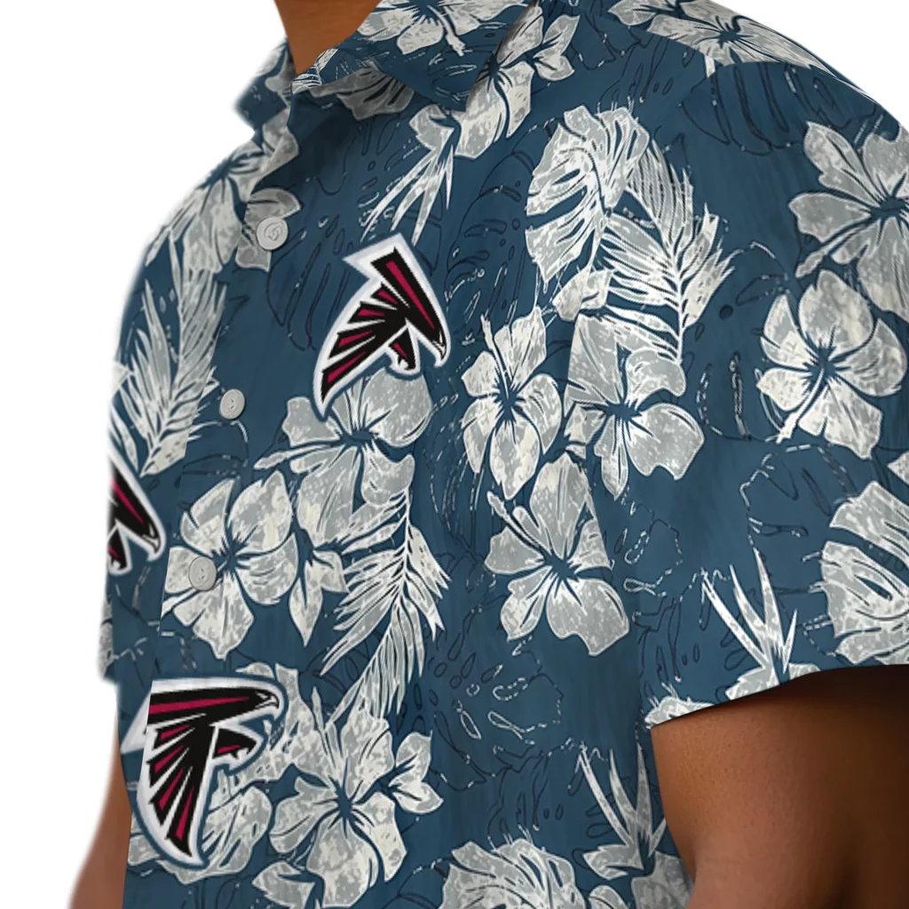 Atlanta Falcons Hawaiian Shirt - Hibiscus Flowers atlanta falcons hibiscus flowers navy blue hawaiian shirts trendy