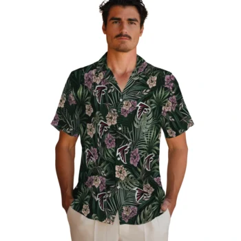 atlanta falcons hibiscus leaves pattern green hawaiian shirts fashion forward