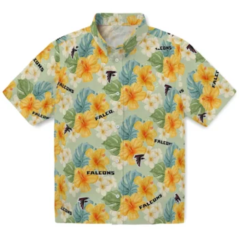 atlanta falcons hibiscus mood pale lime yellow hawaiian shirts best selling