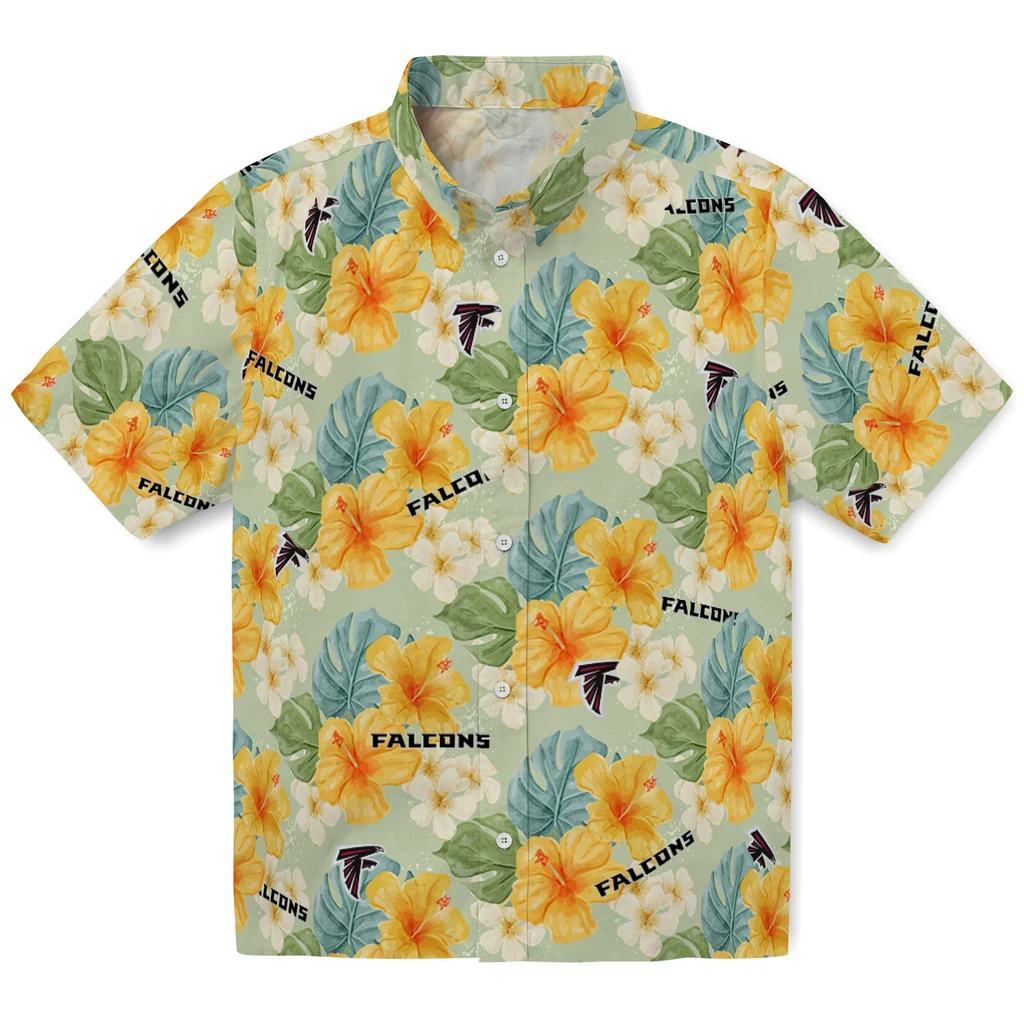 Atlanta Falcons Hawaiian Shirt - Hibiscus Mood atlanta falcons hibiscus mood pale lime yellow hawaiian shirts best selling