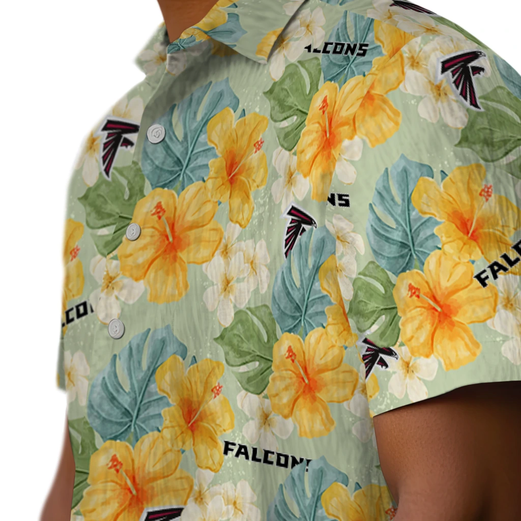 Atlanta Falcons Hawaiian Shirt - Hibiscus Mood atlanta falcons hibiscus mood pale lime yellow hawaiian shirts trendy
