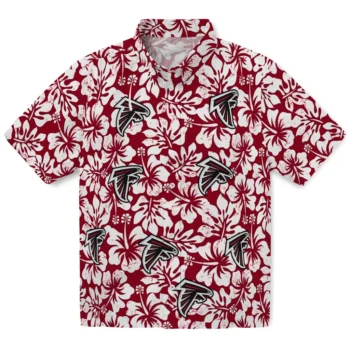 atlanta falcons hibiscus motif red white hawaiian shirts best selling