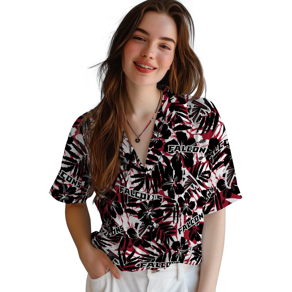 Atlanta Falcons Hawaiian Shirt - Hibiscus Overlay atlanta falcons hibiscus overlay hawaiian shirts latest model