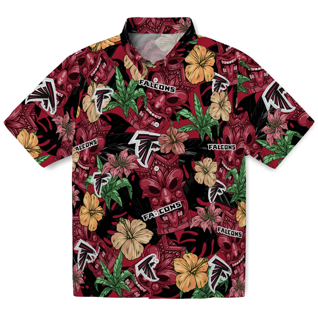 Atlanta Falcons Hawaiian Shirt - Hibiscus Tiki Jungle atlanta falcons tiki jungle red hawaiian shirts best selling
