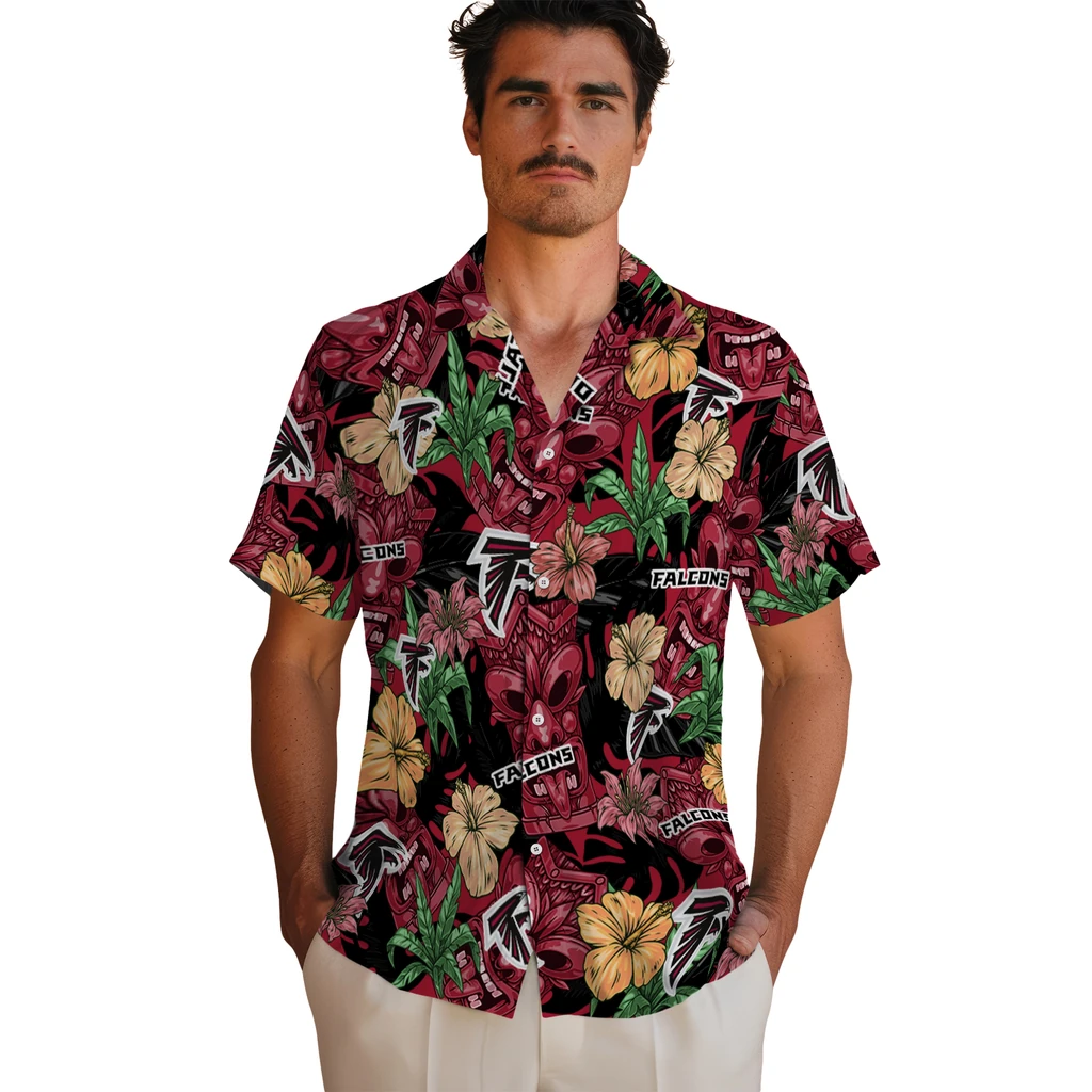 Atlanta Falcons Hawaiian Shirt - Hibiscus Tiki Jungle atlanta falcons tiki jungle red hawaiian shirts fashion forward