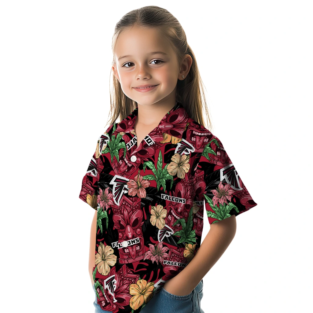 Atlanta Falcons Hawaiian Shirt - Hibiscus Tiki Jungle atlanta falcons tiki jungle red hawaiian shirts premium grade