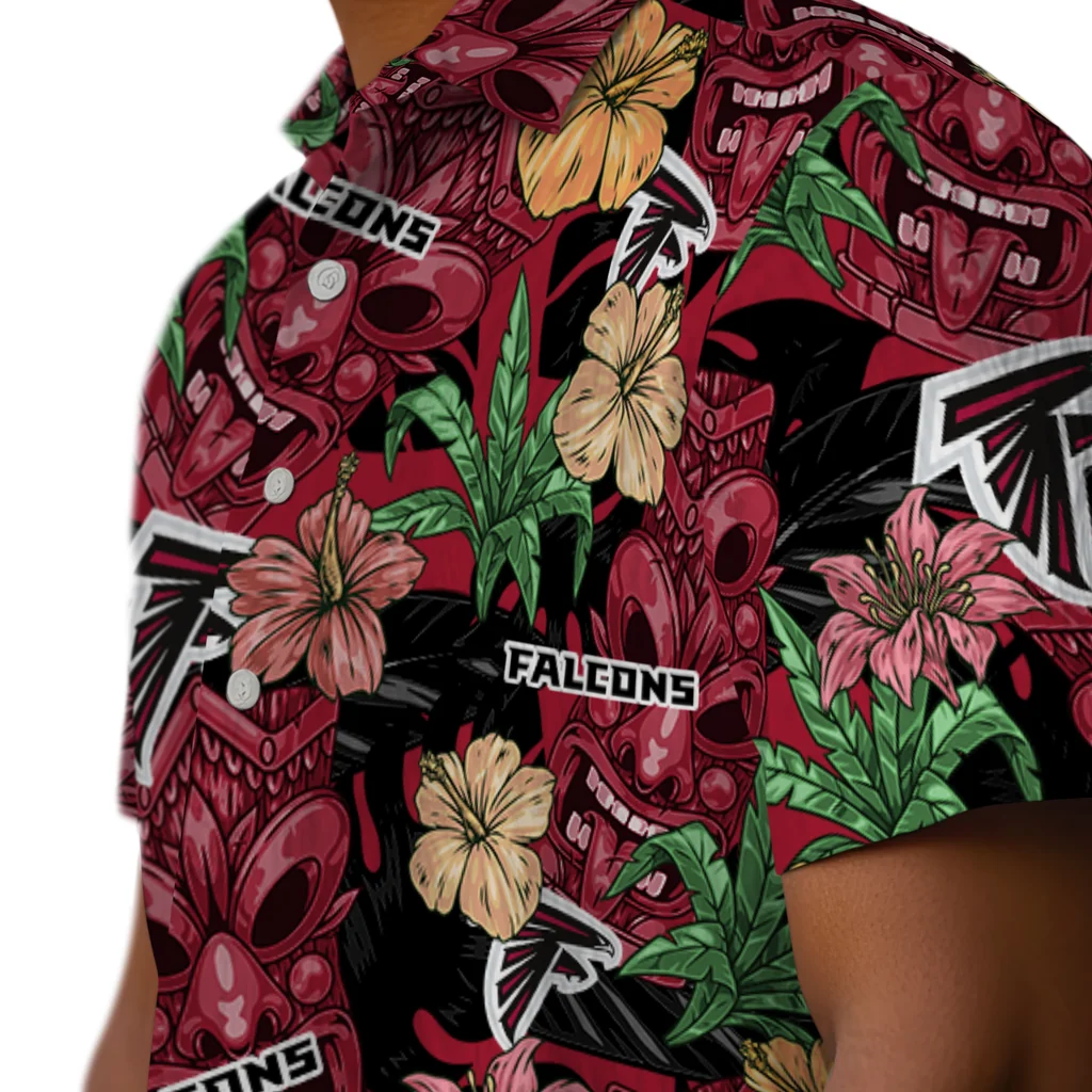 Atlanta Falcons Hawaiian Shirt - Hibiscus Tiki Jungle atlanta falcons tiki jungle red hawaiian shirts trendy