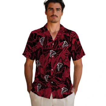 atlanta falcons monstera layer red hawaiian shirts fashion forward