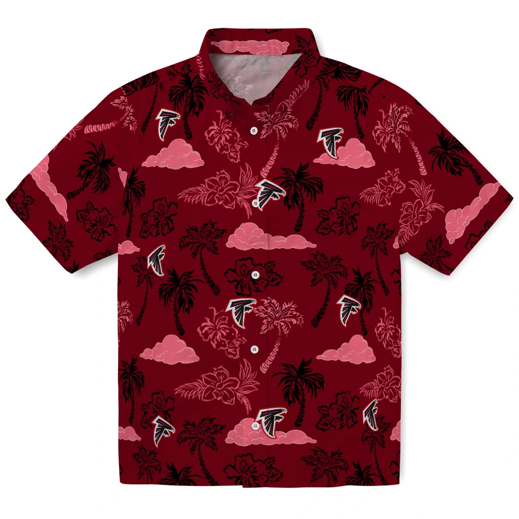 Atlanta Falcons Hawaiian Shirt - Palm And Clouds atlanta falcons palm and clouds red hawaiian shirts best selling
