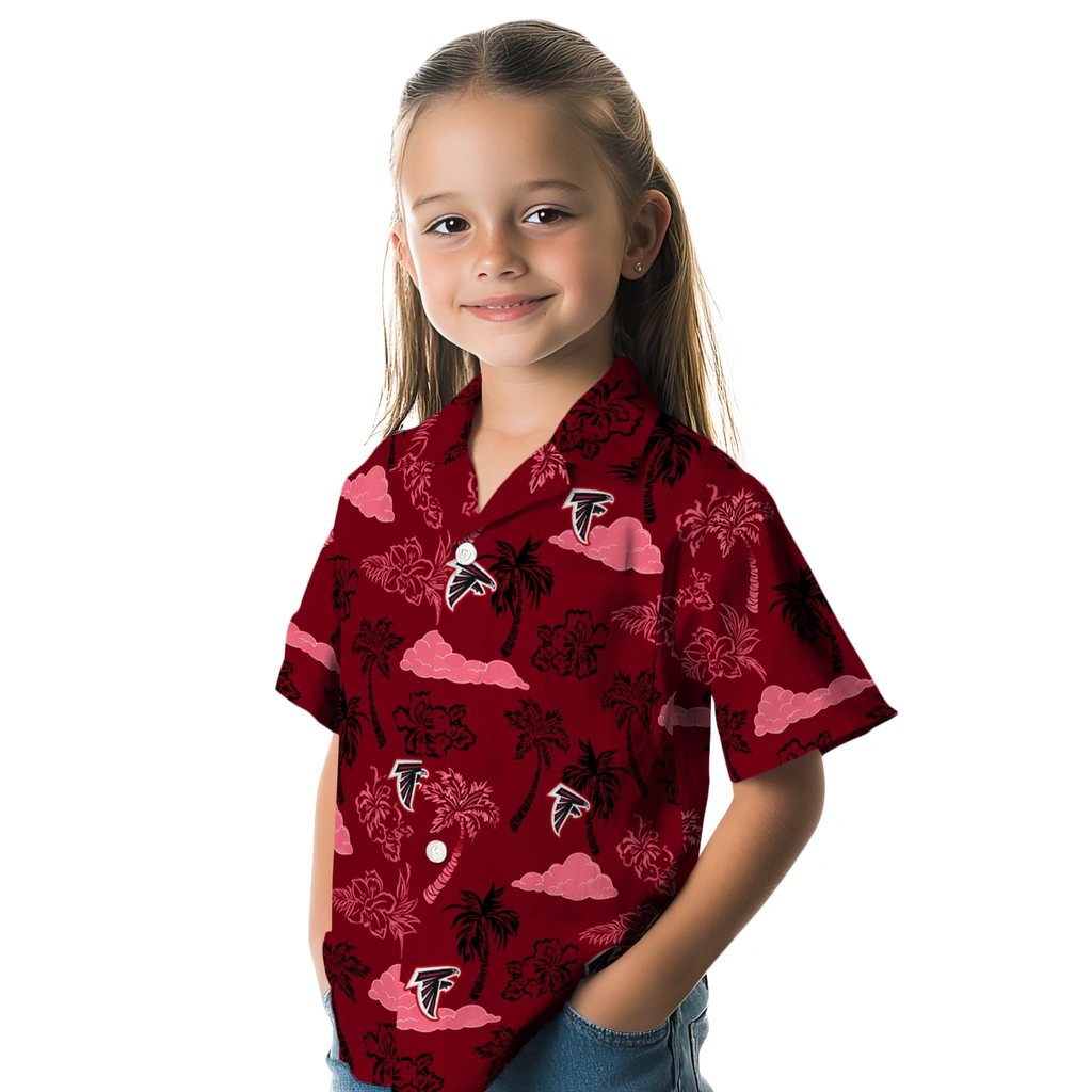 Atlanta Falcons Hawaiian Shirt - Palm And Clouds atlanta falcons palm and clouds red hawaiian shirts premium grade