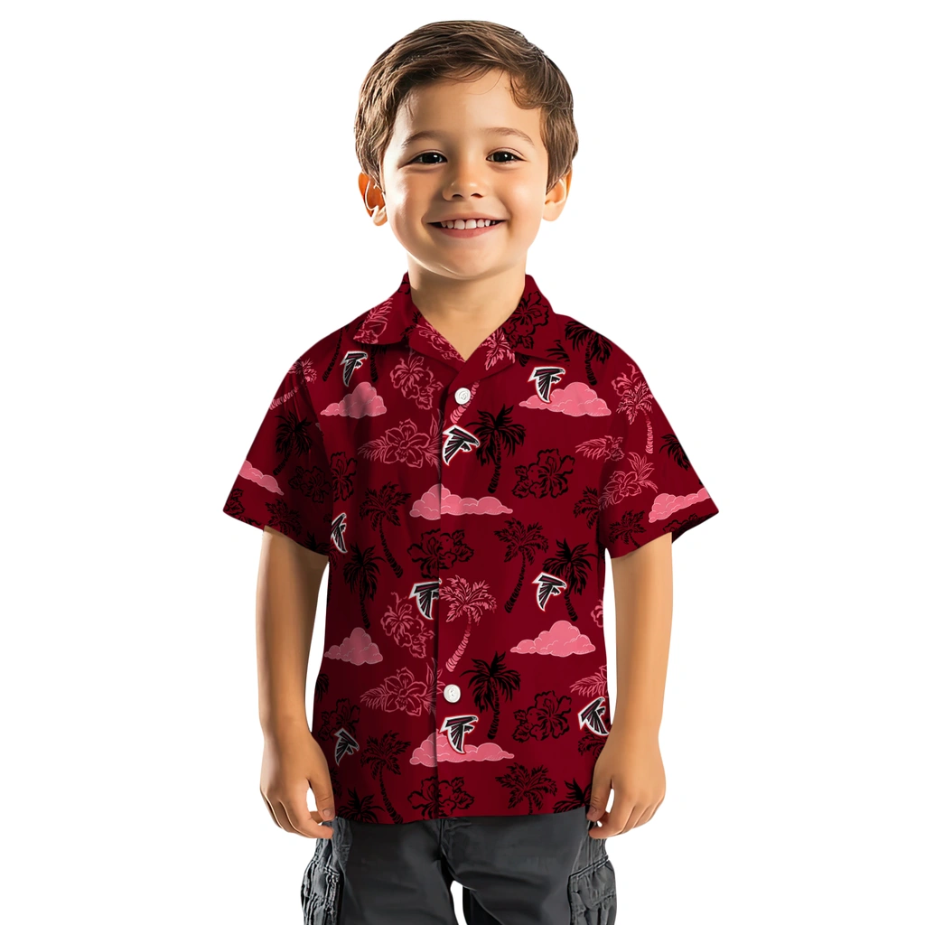 Atlanta Falcons Hawaiian Shirt - Palm And Clouds atlanta falcons palm and clouds red hawaiian shirts top rated