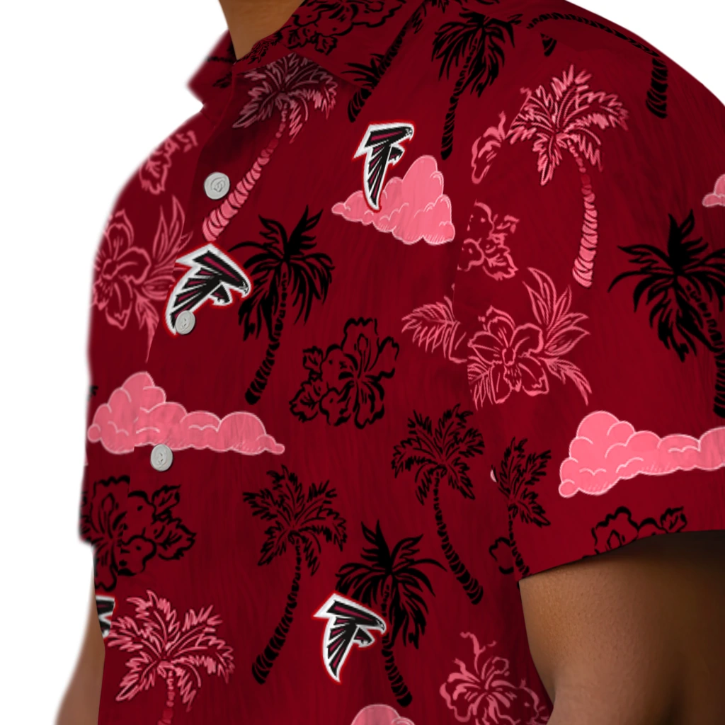 Atlanta Falcons Hawaiian Shirt - Palm And Clouds atlanta falcons palm and clouds red hawaiian shirts trendy