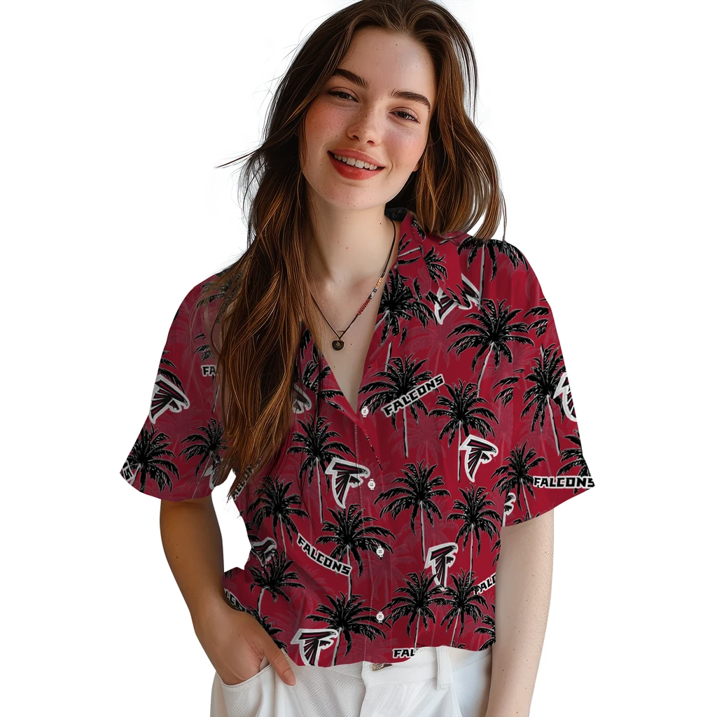 Atlanta Falcons Hawaiian Shirt - Palm Tree Motif atlanta falcons palm grove red hawaiian shirts latest model