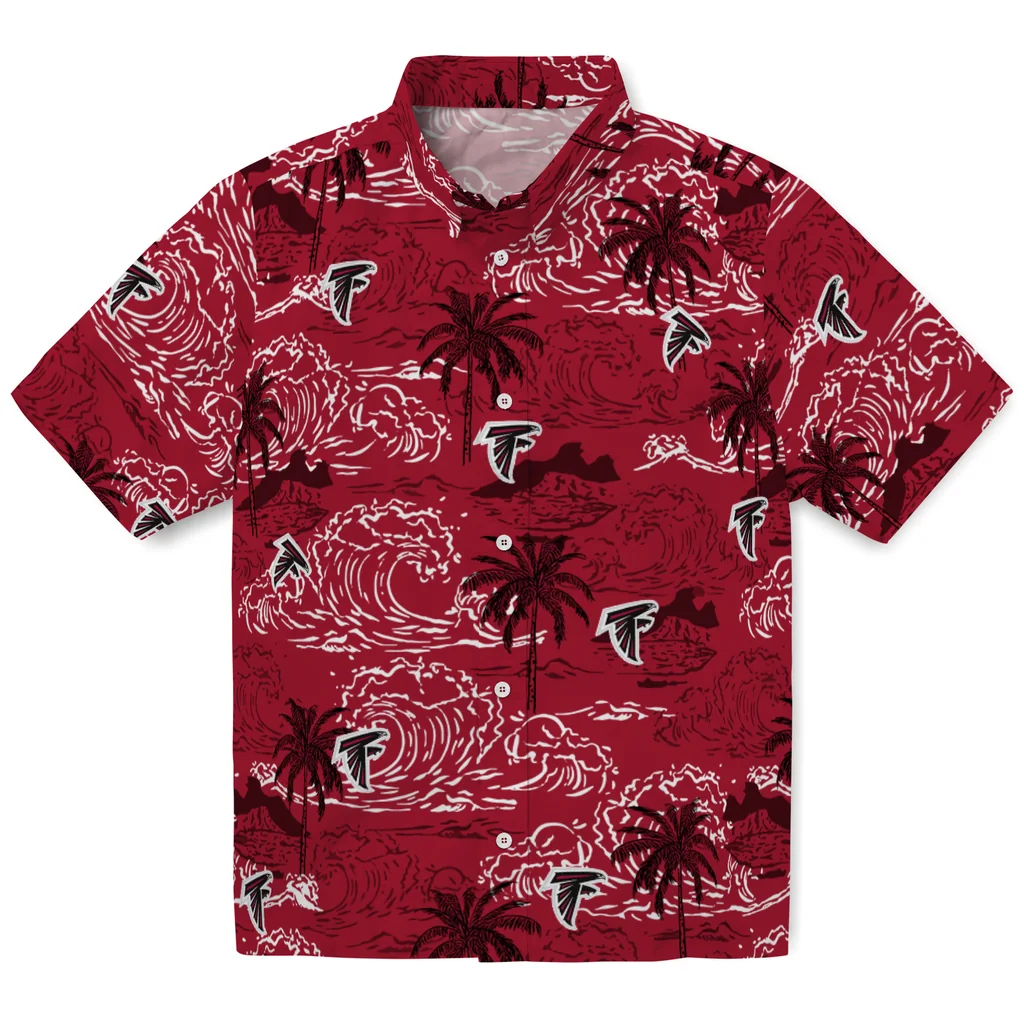 Atlanta Falcons Hawaiian Shirt - Wave Palm atlanta falcons wave palm red hawaiian shirts best selling