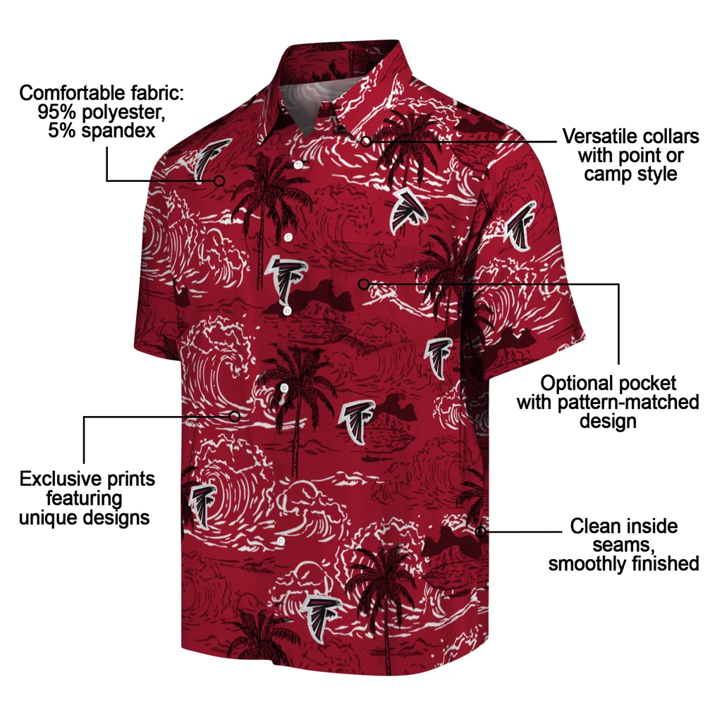 Atlanta Falcons Hawaiian Shirt - Wave Palm atlanta falcons wave palm red hawaiian shirts new arrival