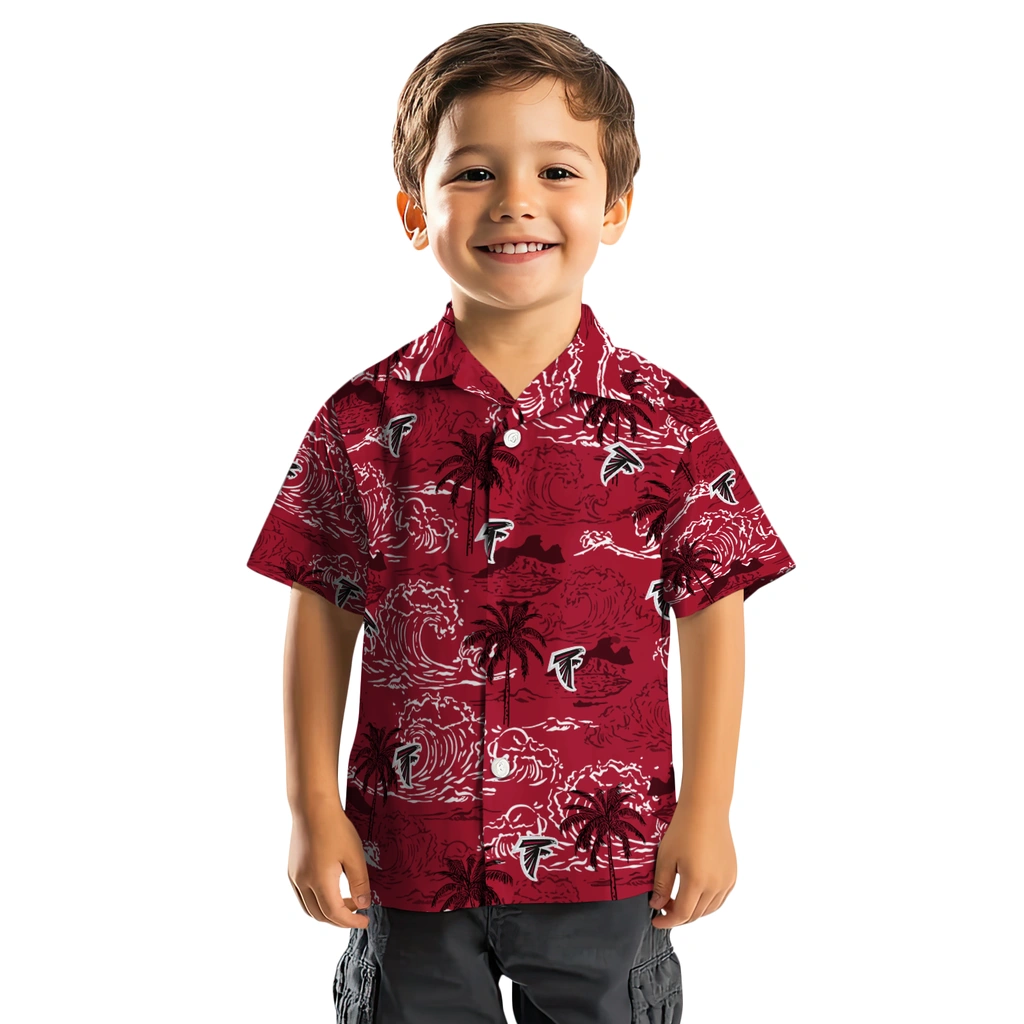 Atlanta Falcons Hawaiian Shirt - Wave Palm atlanta falcons wave palm red hawaiian shirts top rated